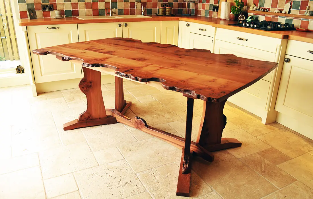 hand crafted wooden kitchen table