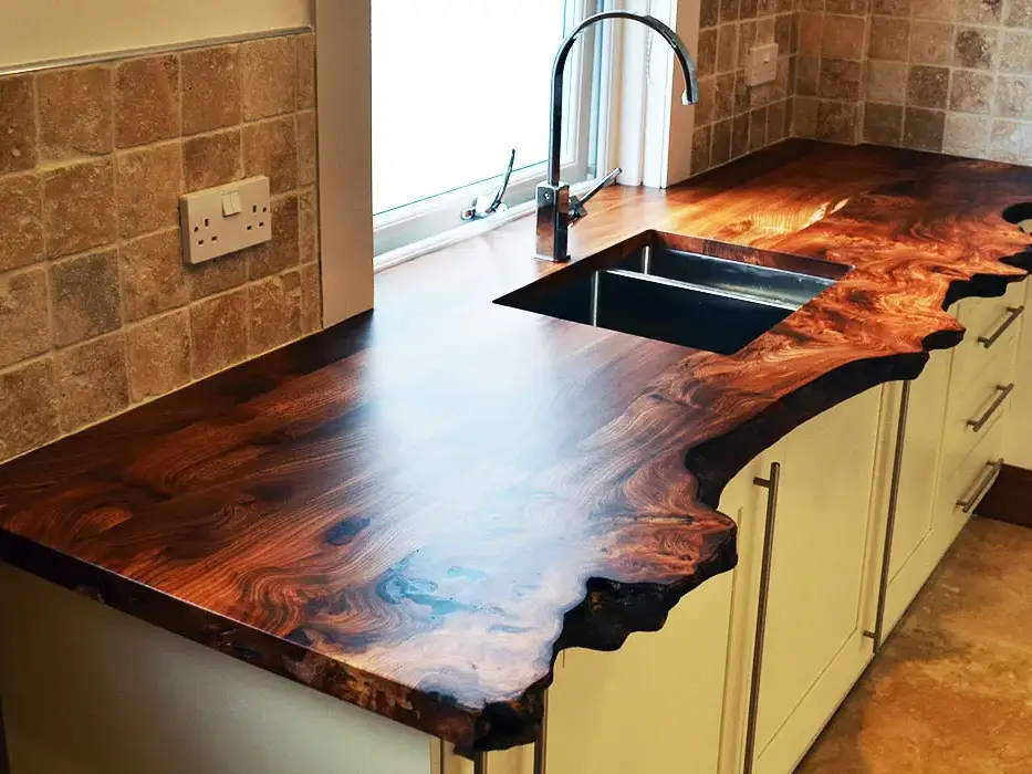 hand crafted wooden kitchen worktop