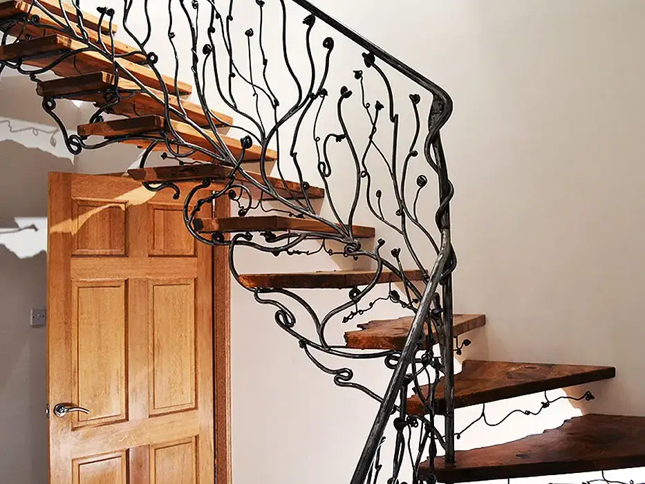 hand crafted wooden staircase